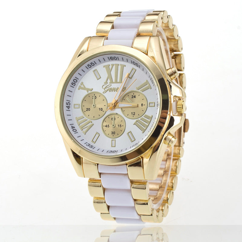 Geneva Style Three-Eye Steel Watch
