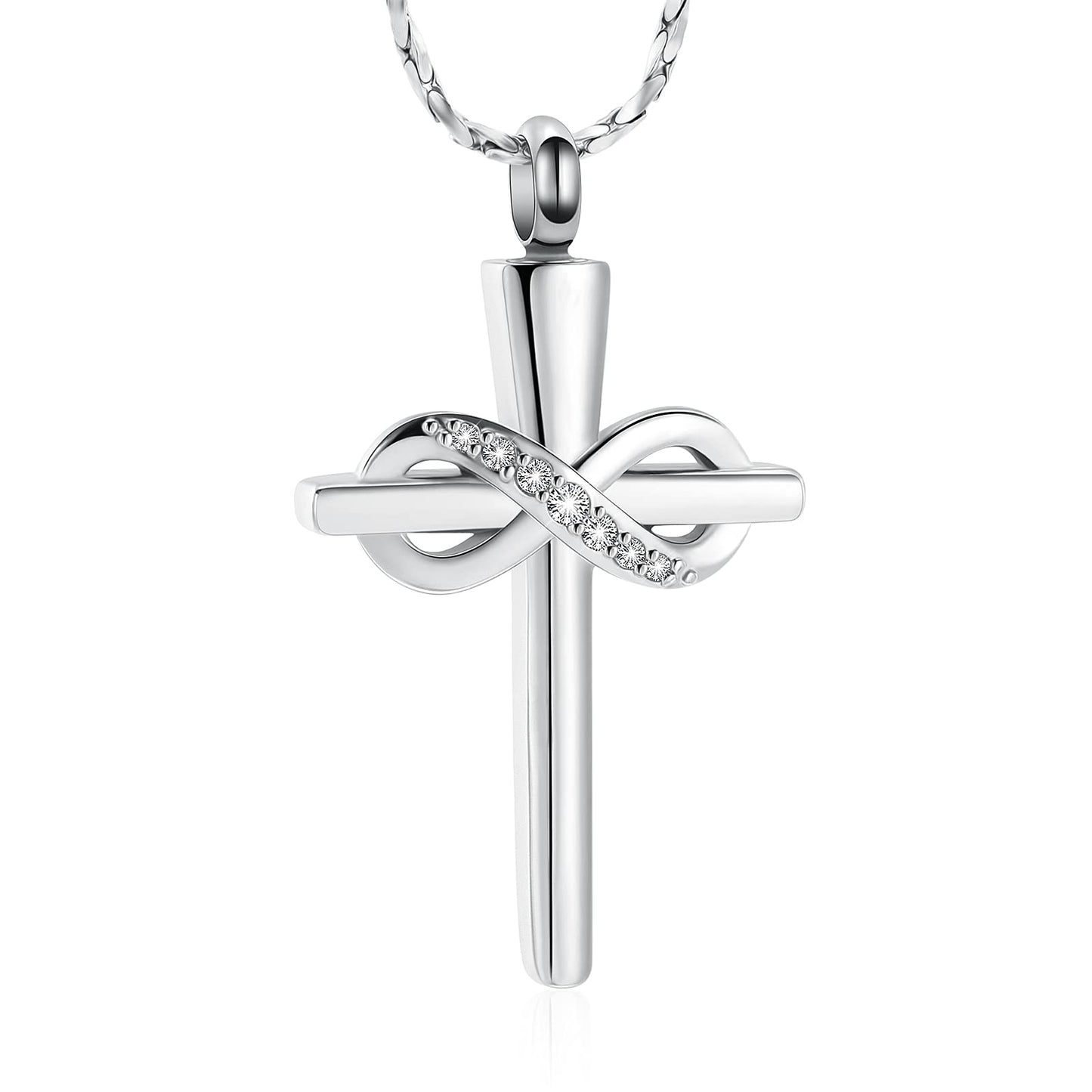 Infinity Cross Cremation Urn Pendant Necklace